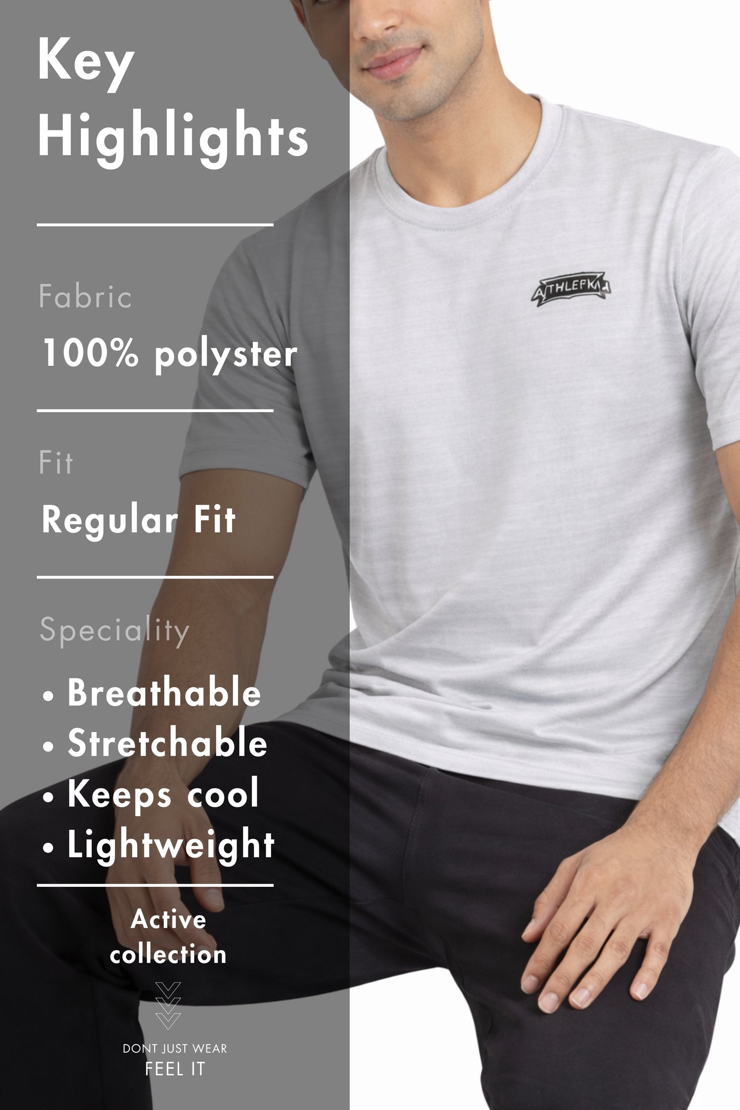 Men Grey Active T-Shirt