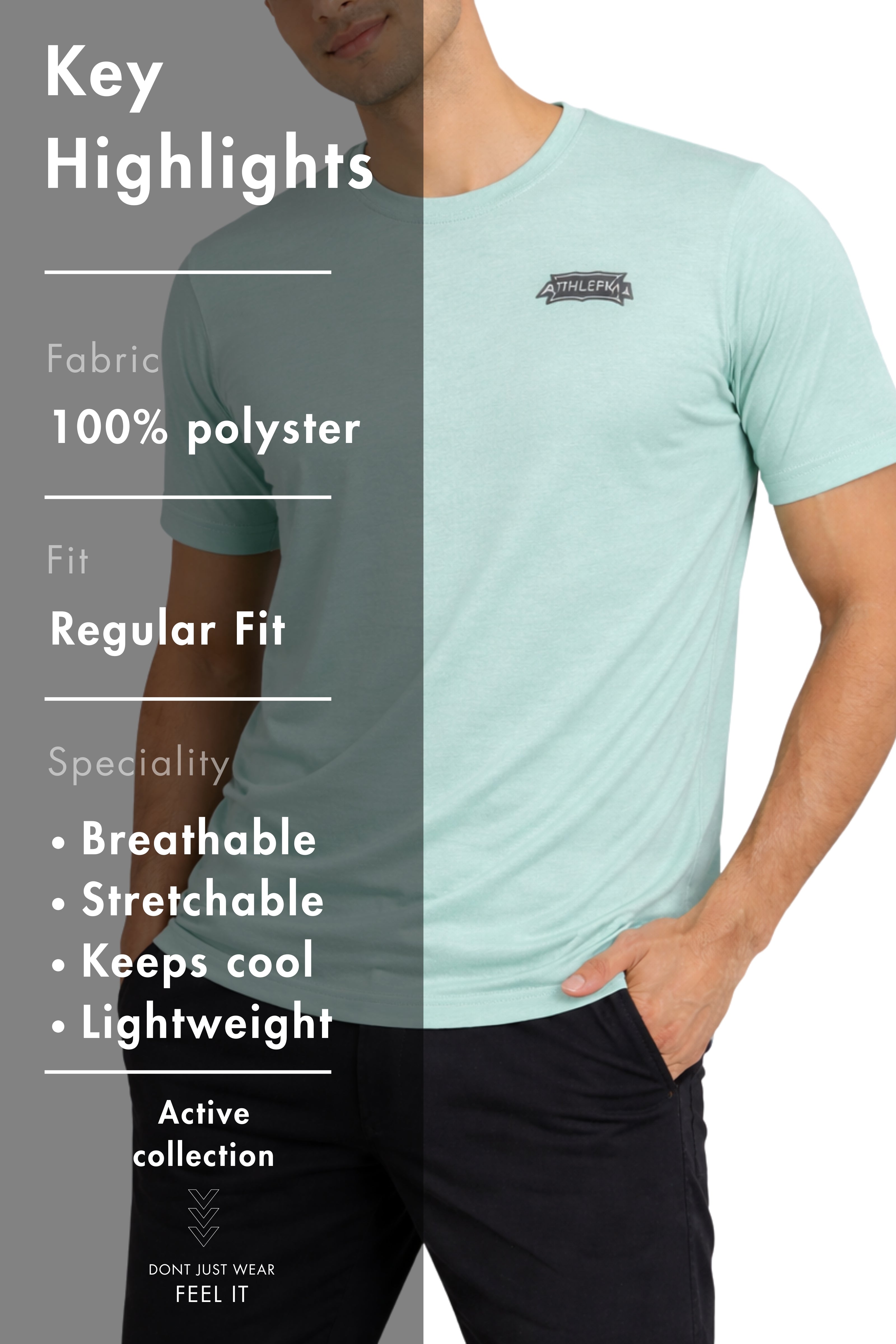 Men Sage Green Active T-Shirt