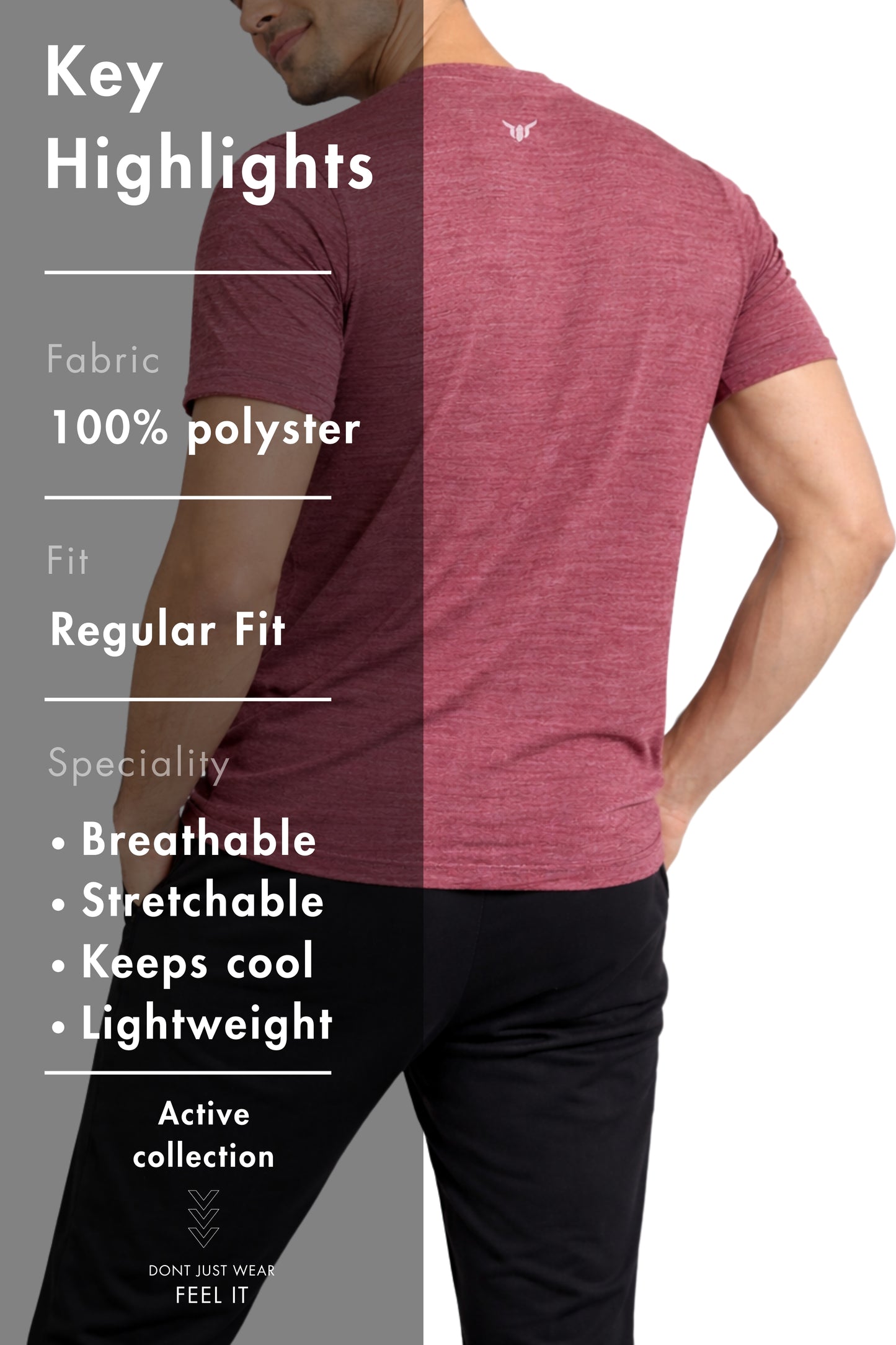 Men Red Active T-Shirt