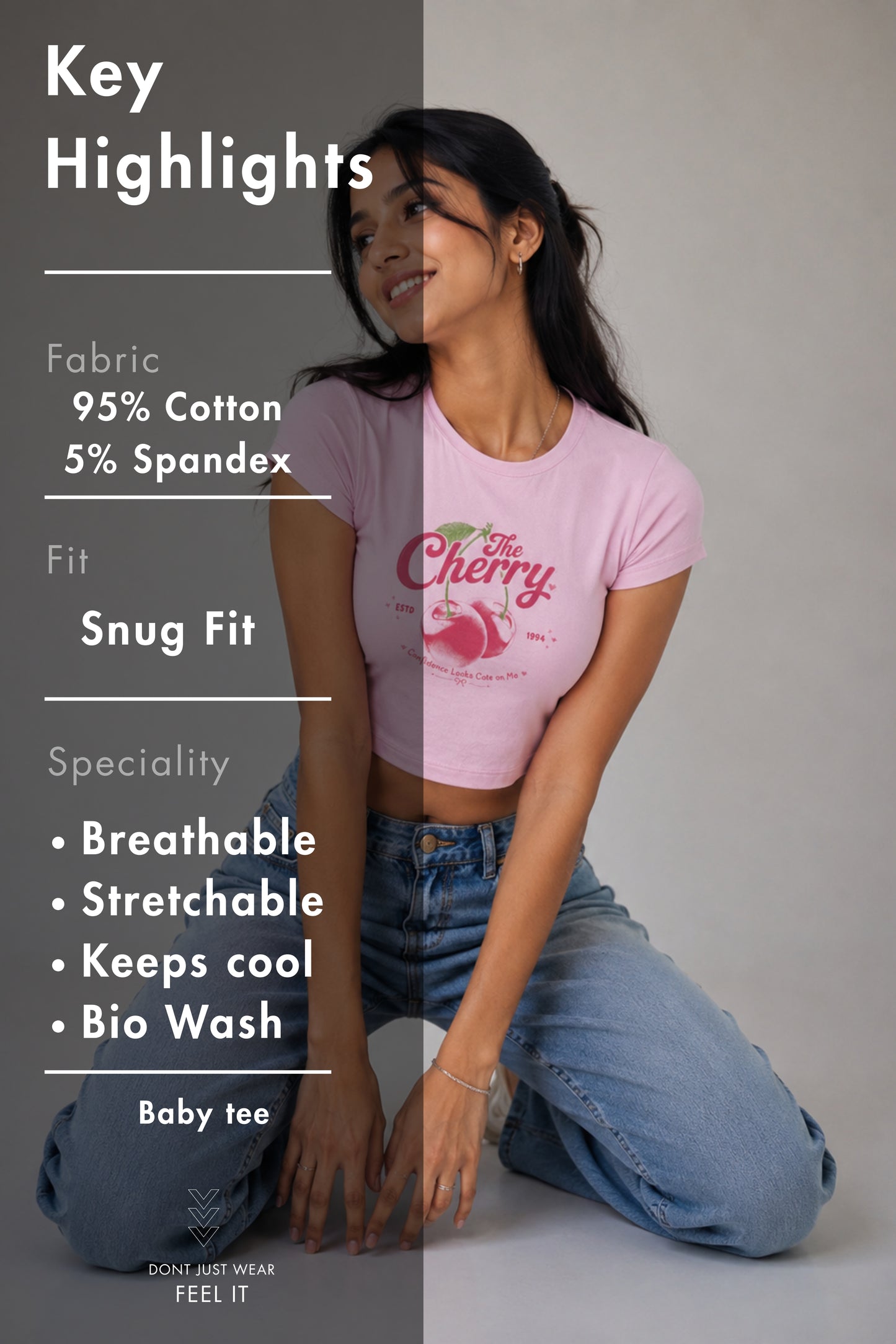 Women Pink Baby Tee | Cherry