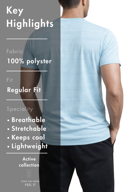 Men Sky Blue Active T-Shirt