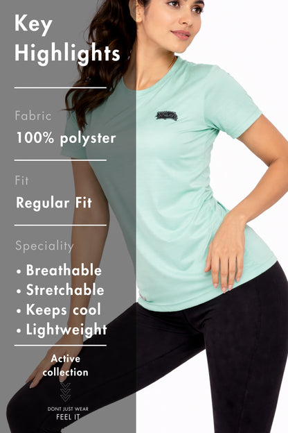 Women Sage Green Active T-Shirt