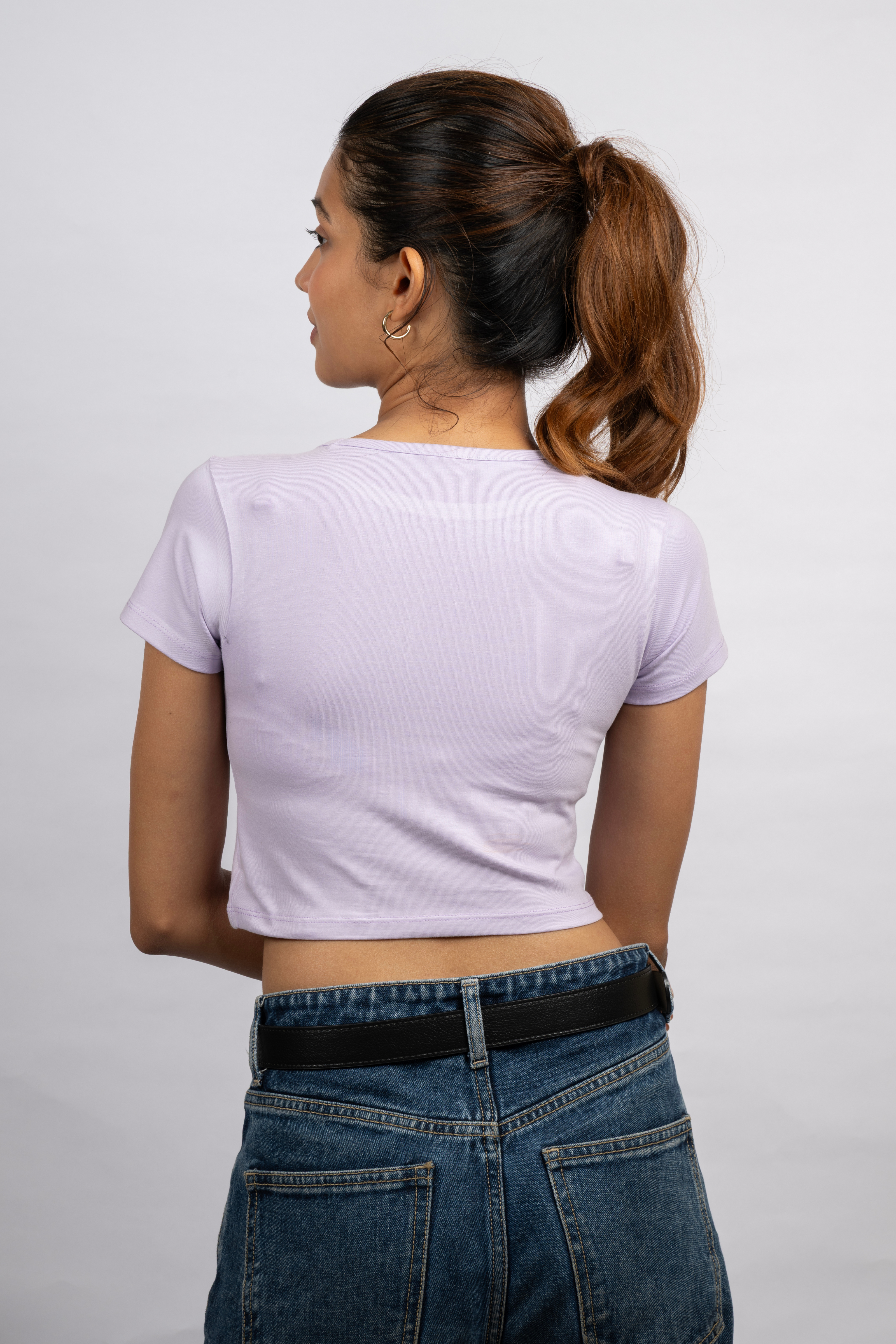 Women Lavender Baby Tee | Good Vibes