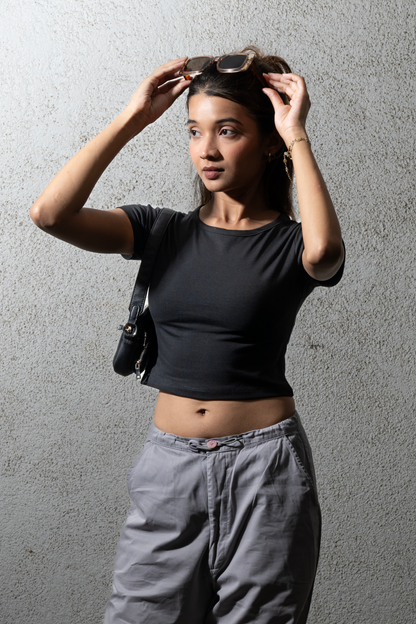 Women Black Baby Tee