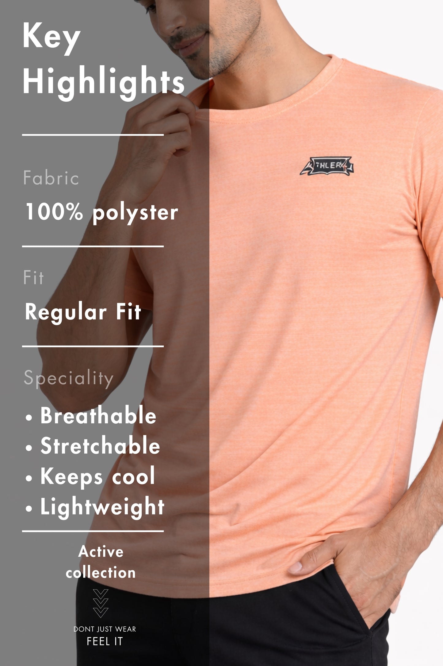 Men Pink Active T-Shirt