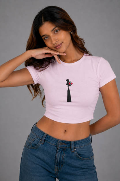 Women Pink Baby Tee | Minimal Girl