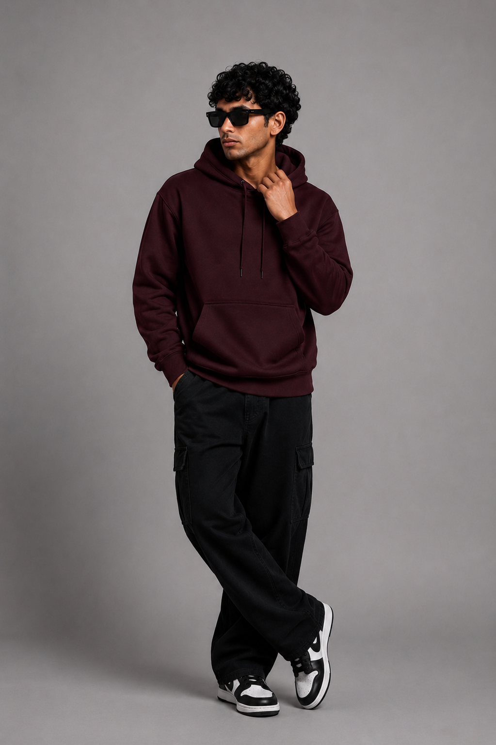 Men Solid Maroon Hoodie