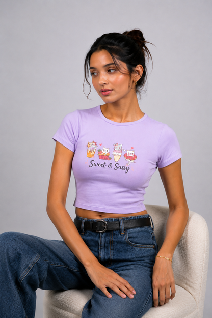 Women Lavender Baby Tee | Sassy Paws