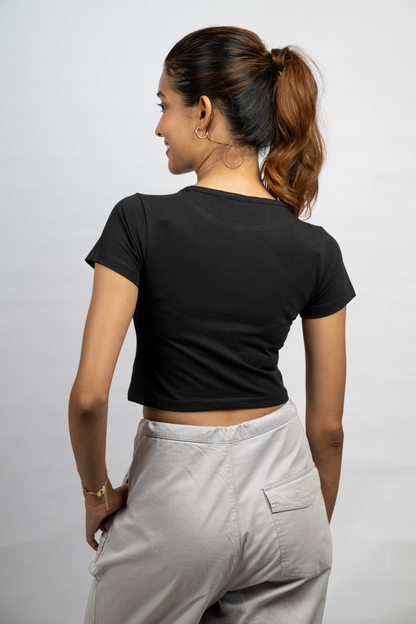 Women Black Baby Tee