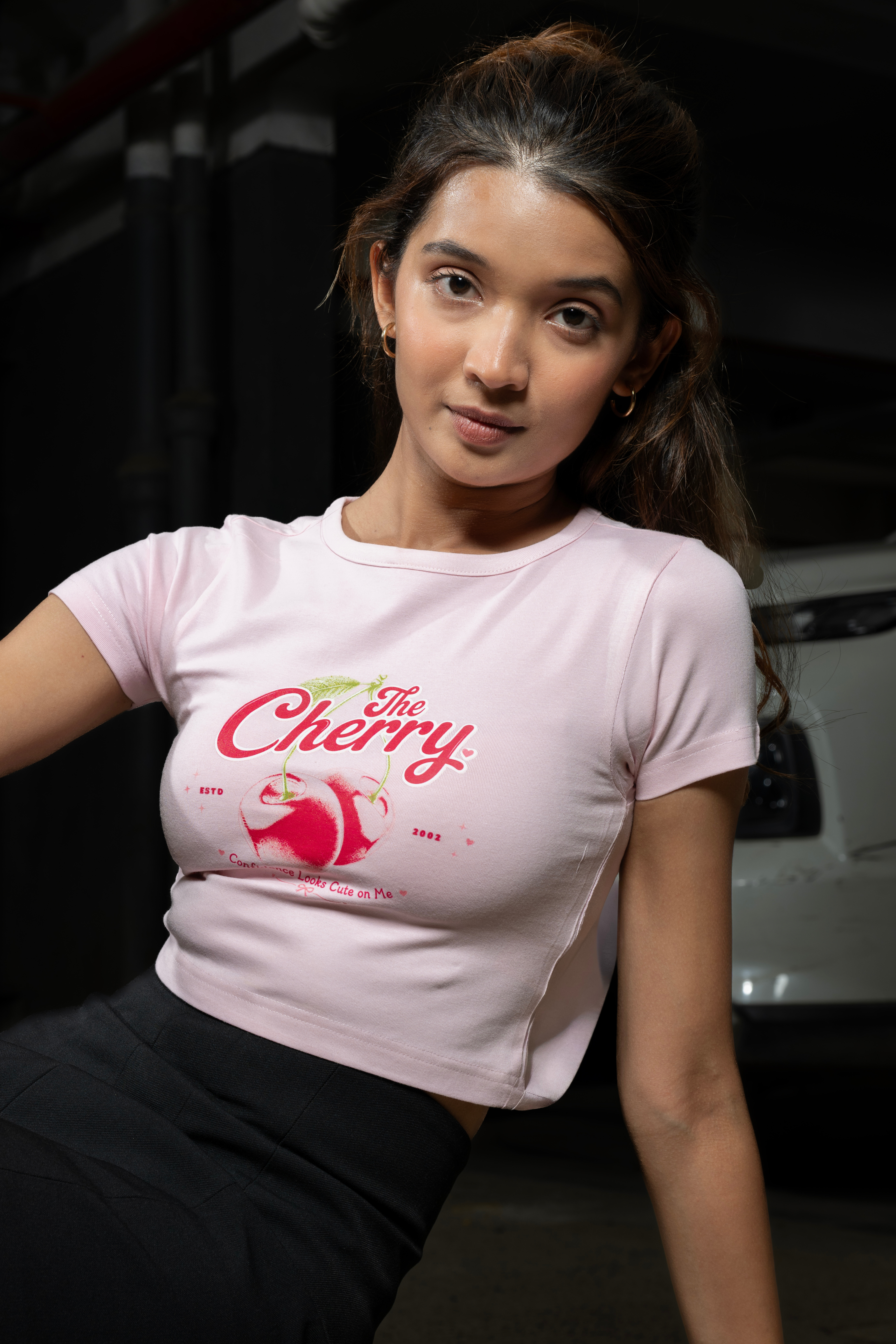 Women Pink Baby Tee | Cherry