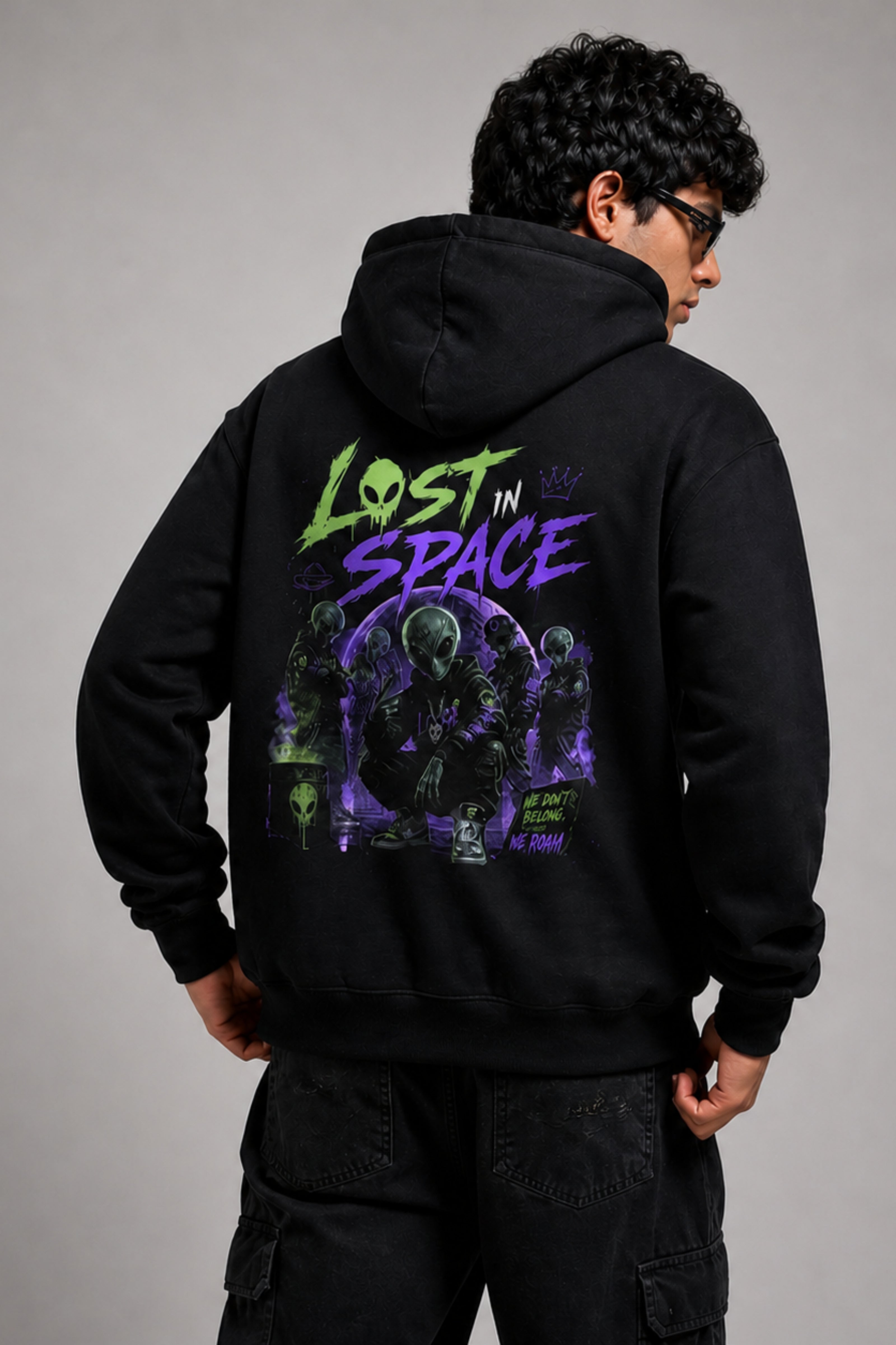 Men Solid Black Hoodie | Lost Signal