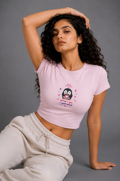 Women Pink Baby Tee | Love Brew