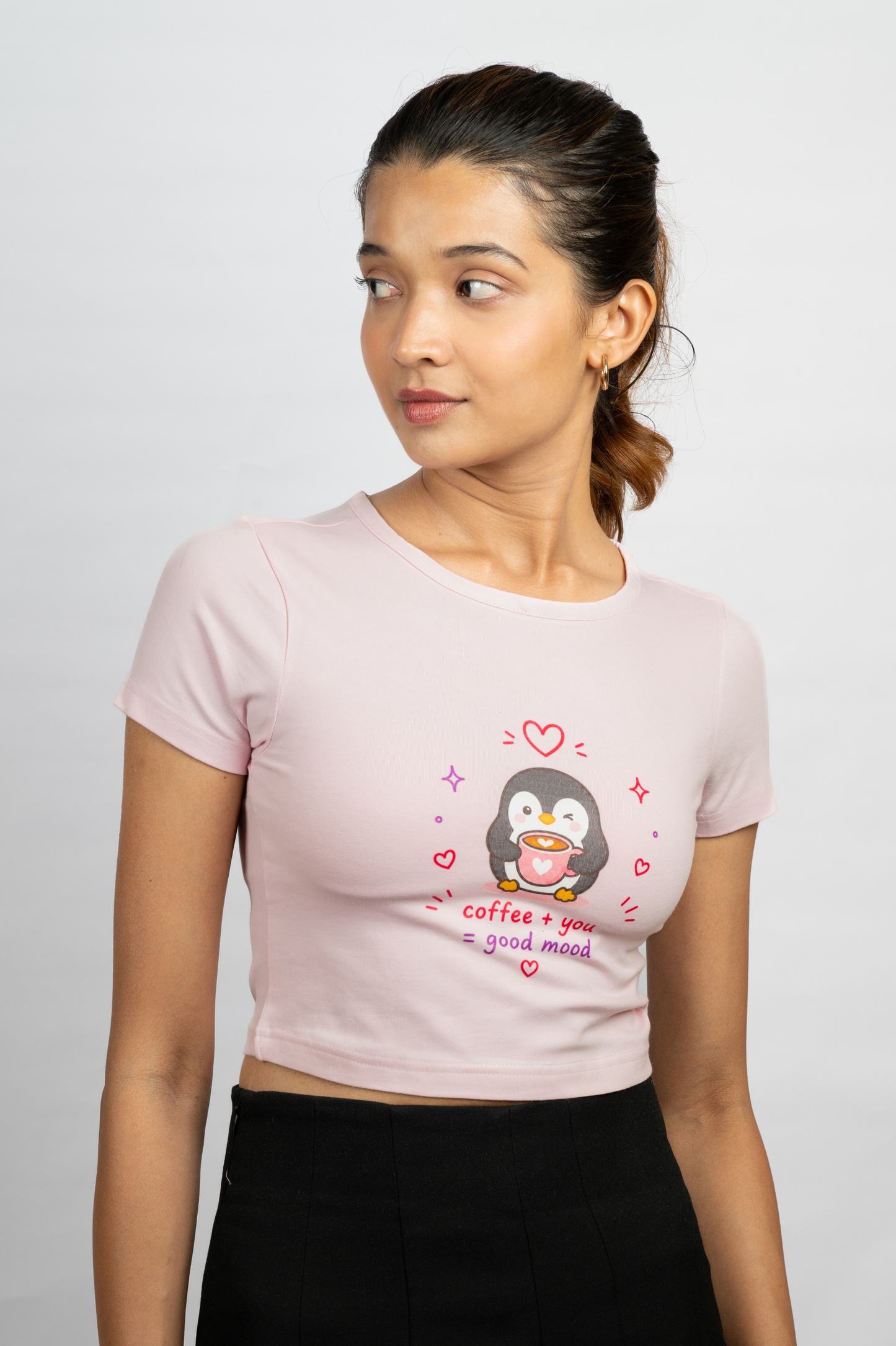 Women Pink Baby Tee | Love Brew