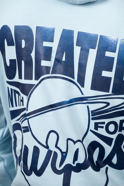 Men Solid Sky Blue Hoodie | Pure Purpose