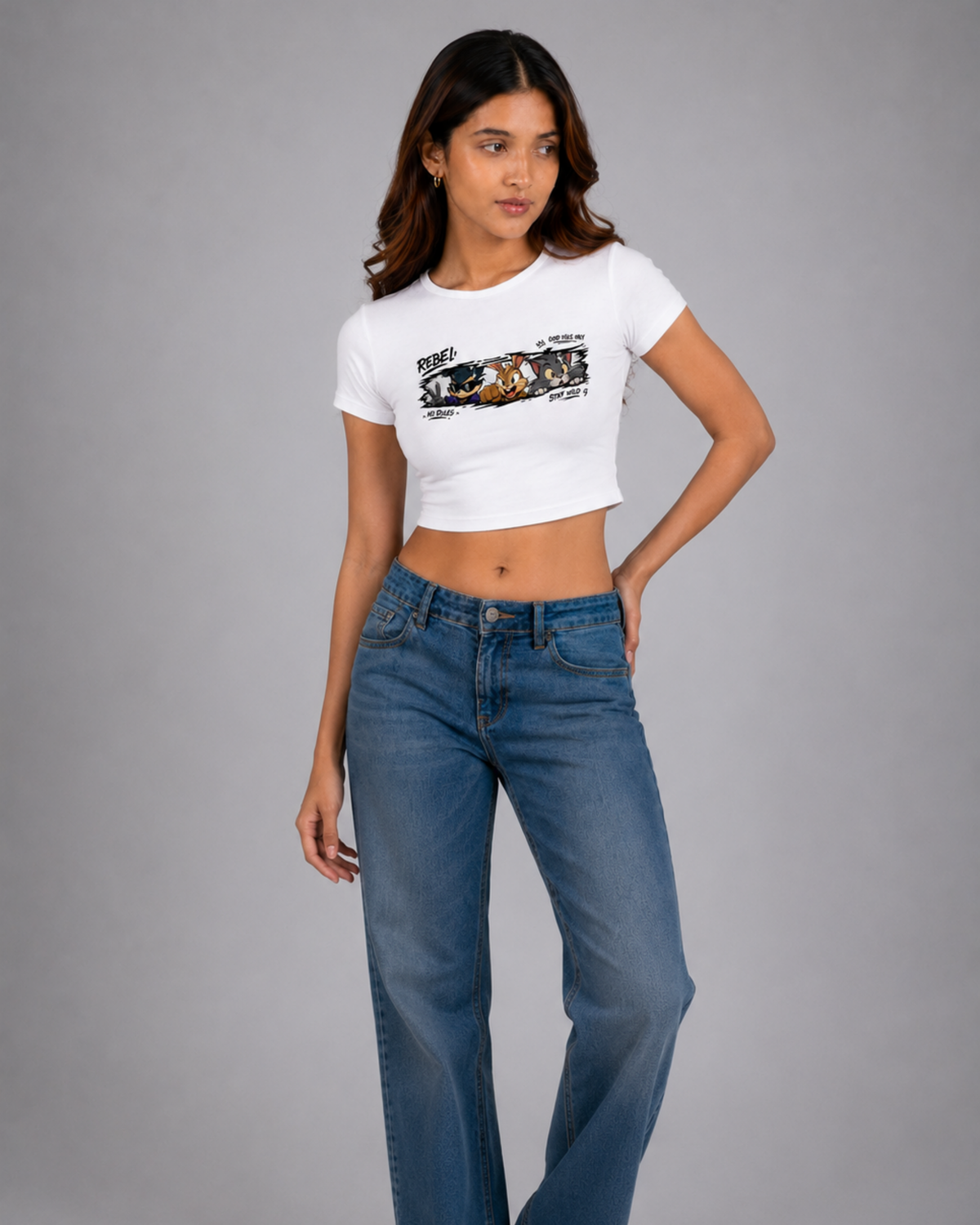 Women White Baby Tee | Rebel