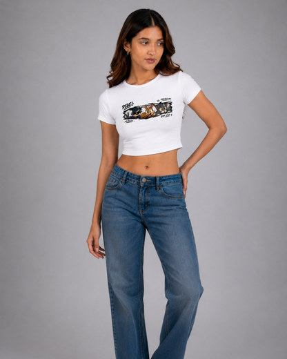 Women White Baby Tee | Rebel