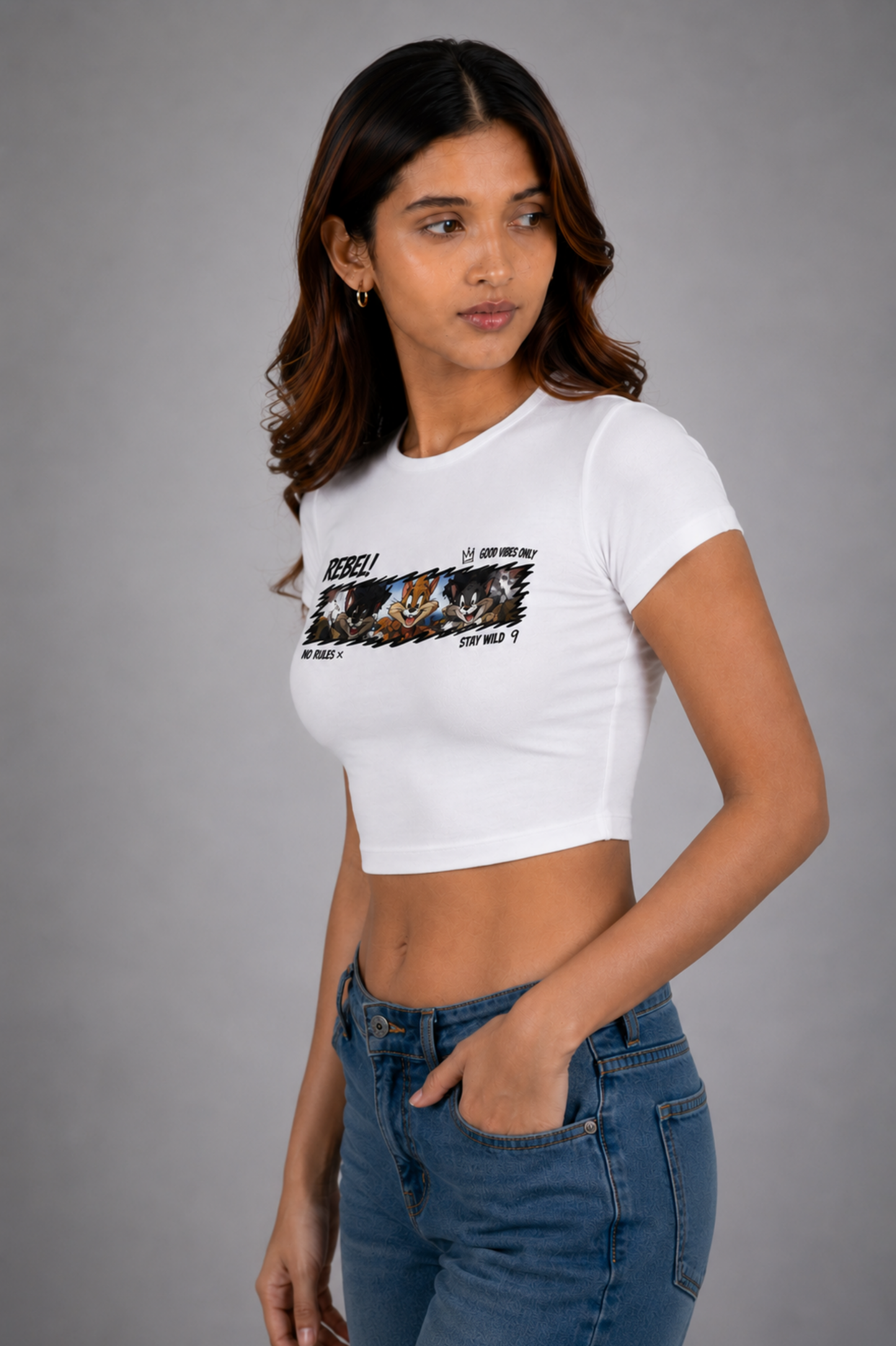 Women White Baby Tee | Rebel