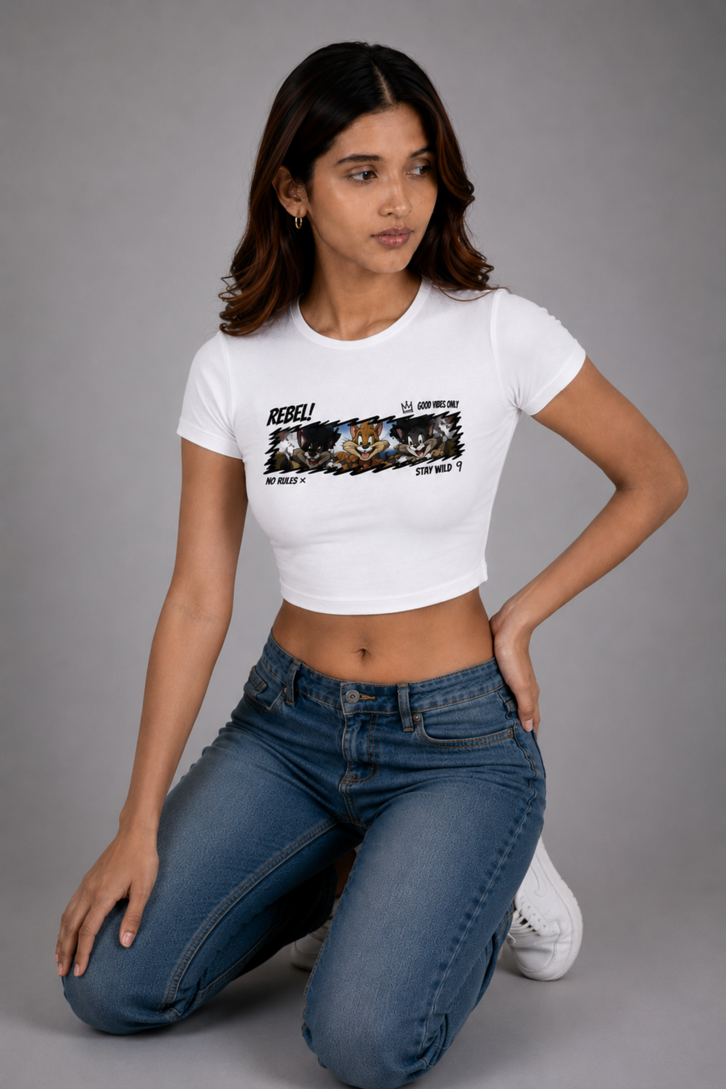 Women White Baby Tee | Rebel