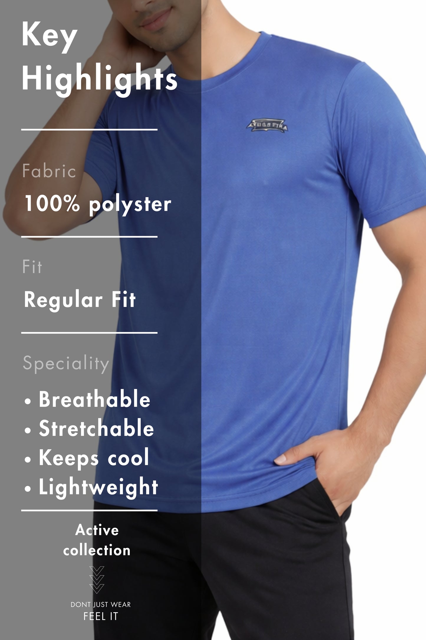 Men Navy Active T-Shirt