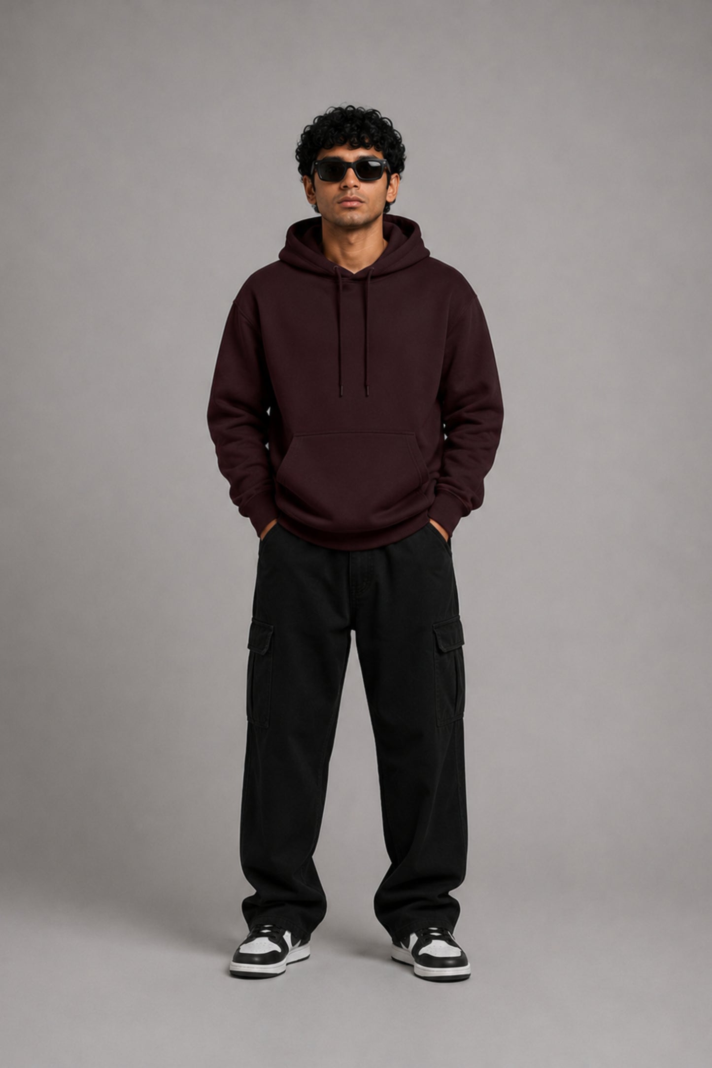 Men Solid Maroon Hoodie | Wild Haven