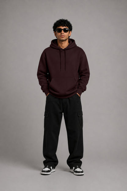 Men Solid Maroon Hoodie | Wild Haven
