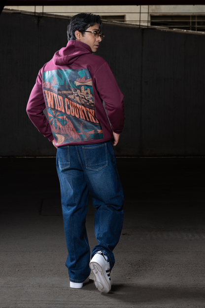 Men Solid Maroon Hoodie | Wild Haven