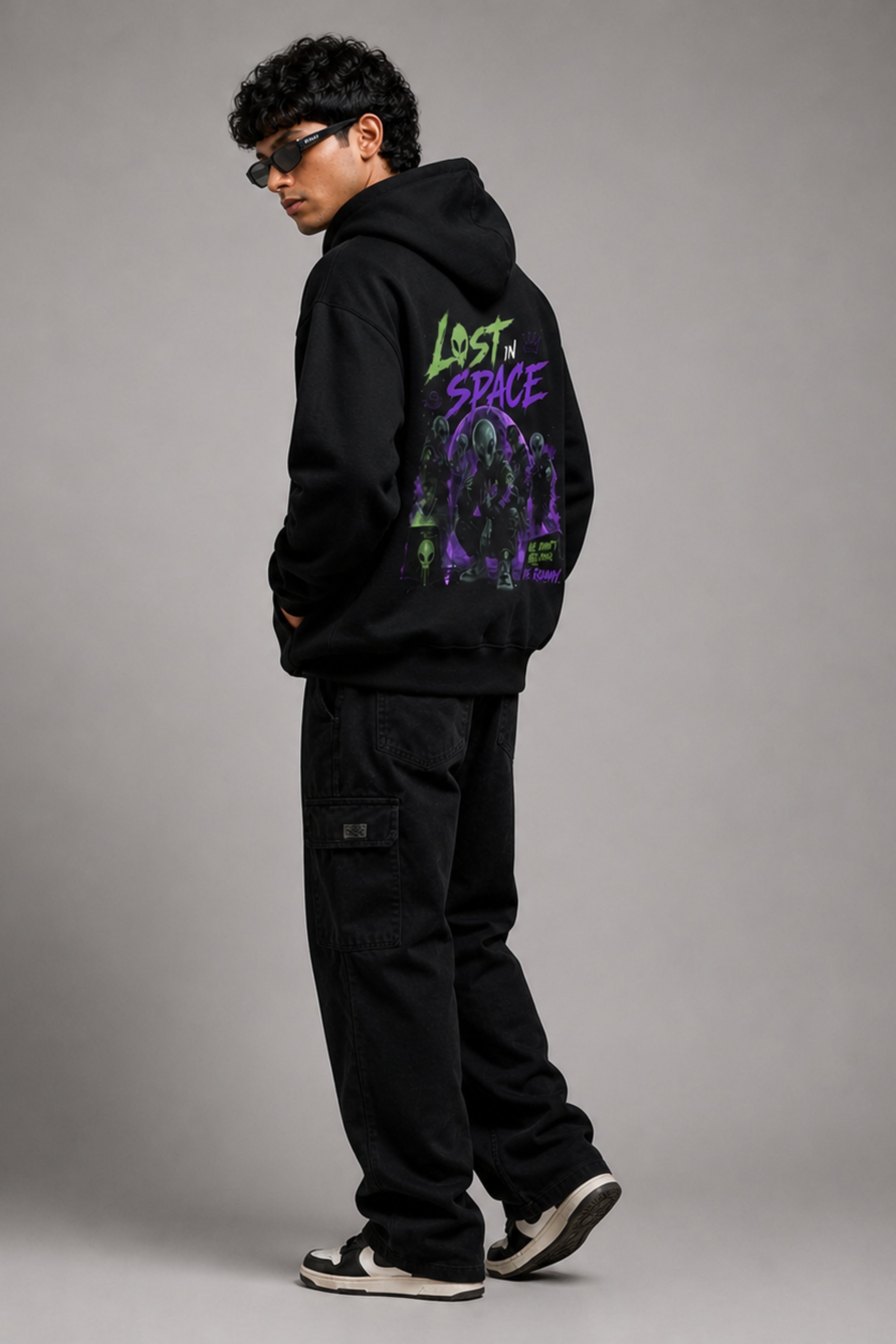 Men Solid Black Hoodie | Lost Signal