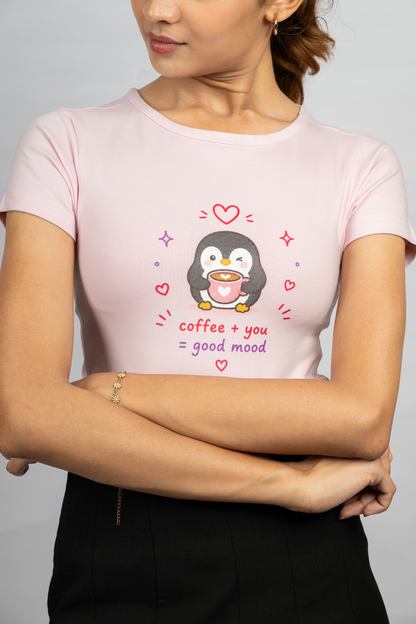 Women Pink Baby Tee | Love Brew