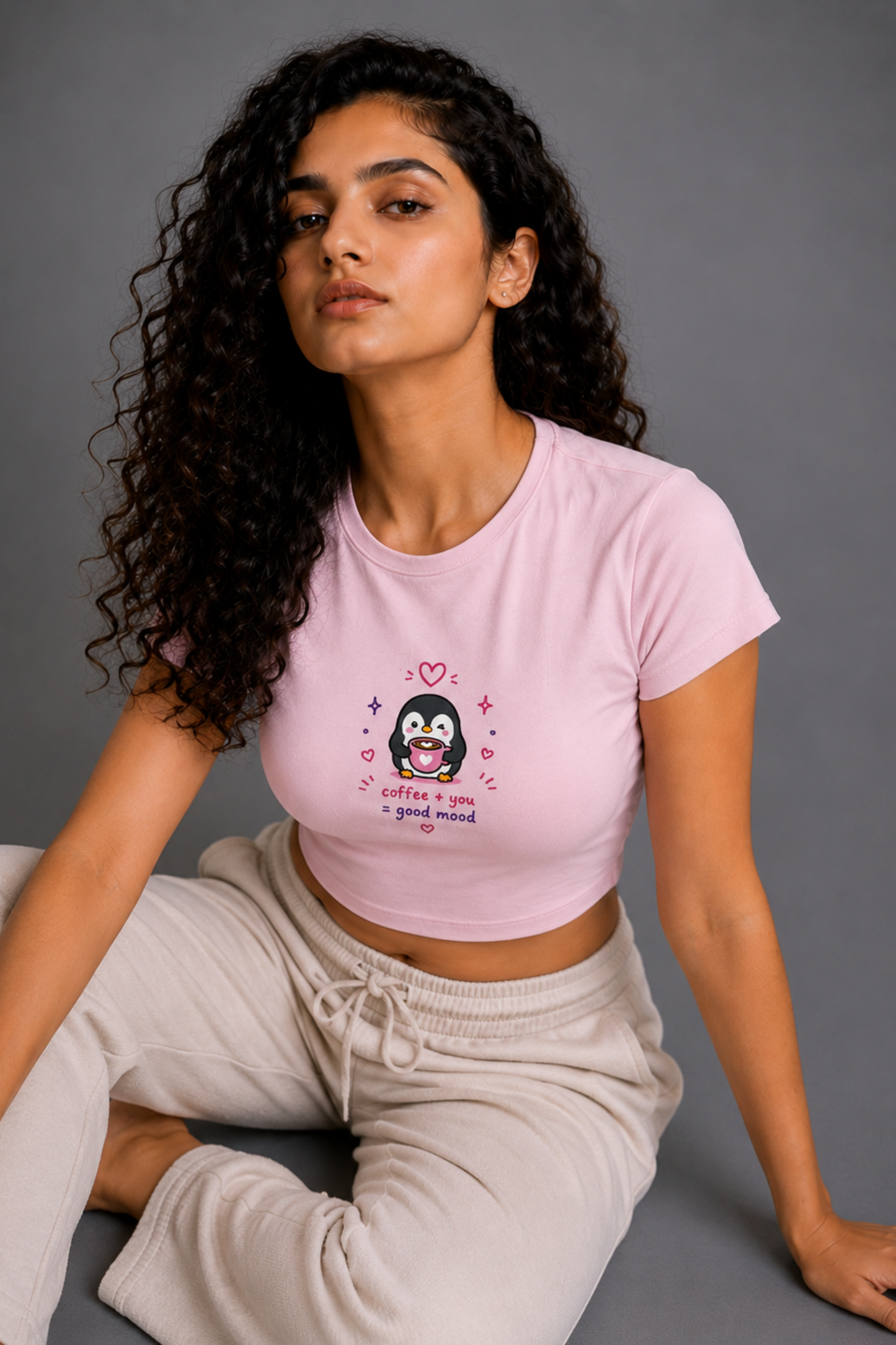 Women Pink Baby Tee | Love Brew