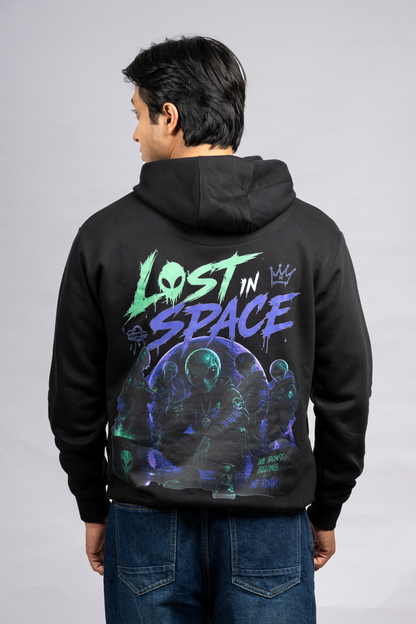 Men Solid Black Hoodie | Lost Signal