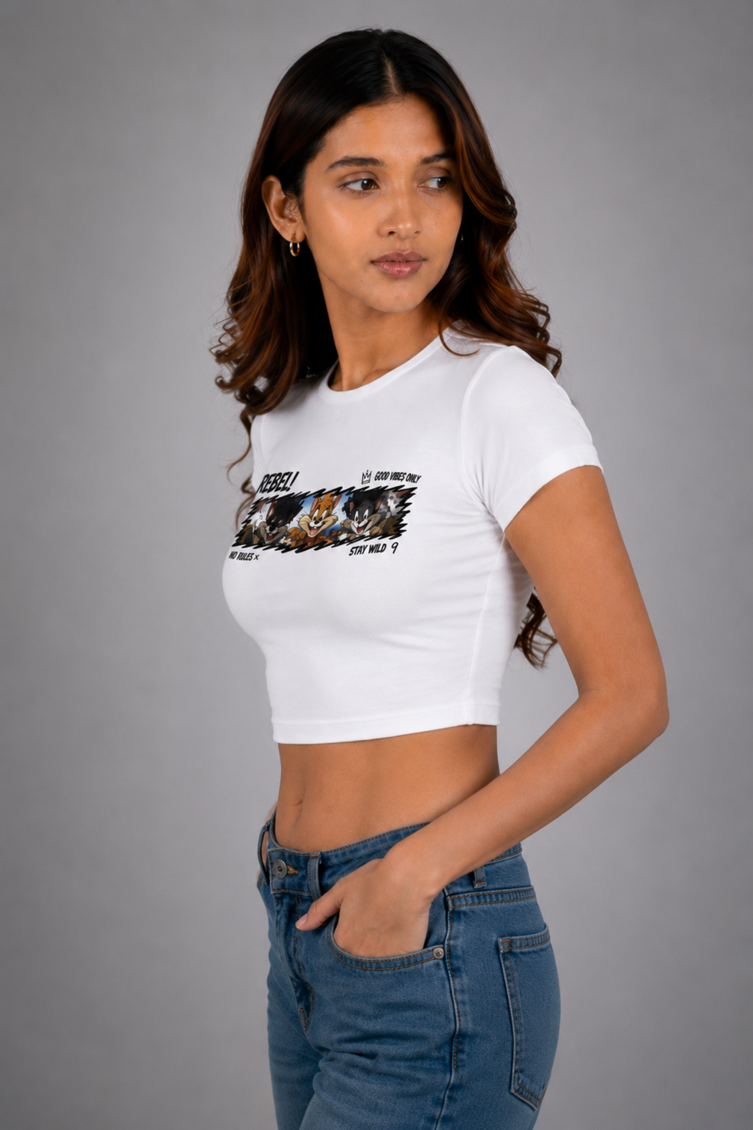 Women White Baby Tee | Rebel