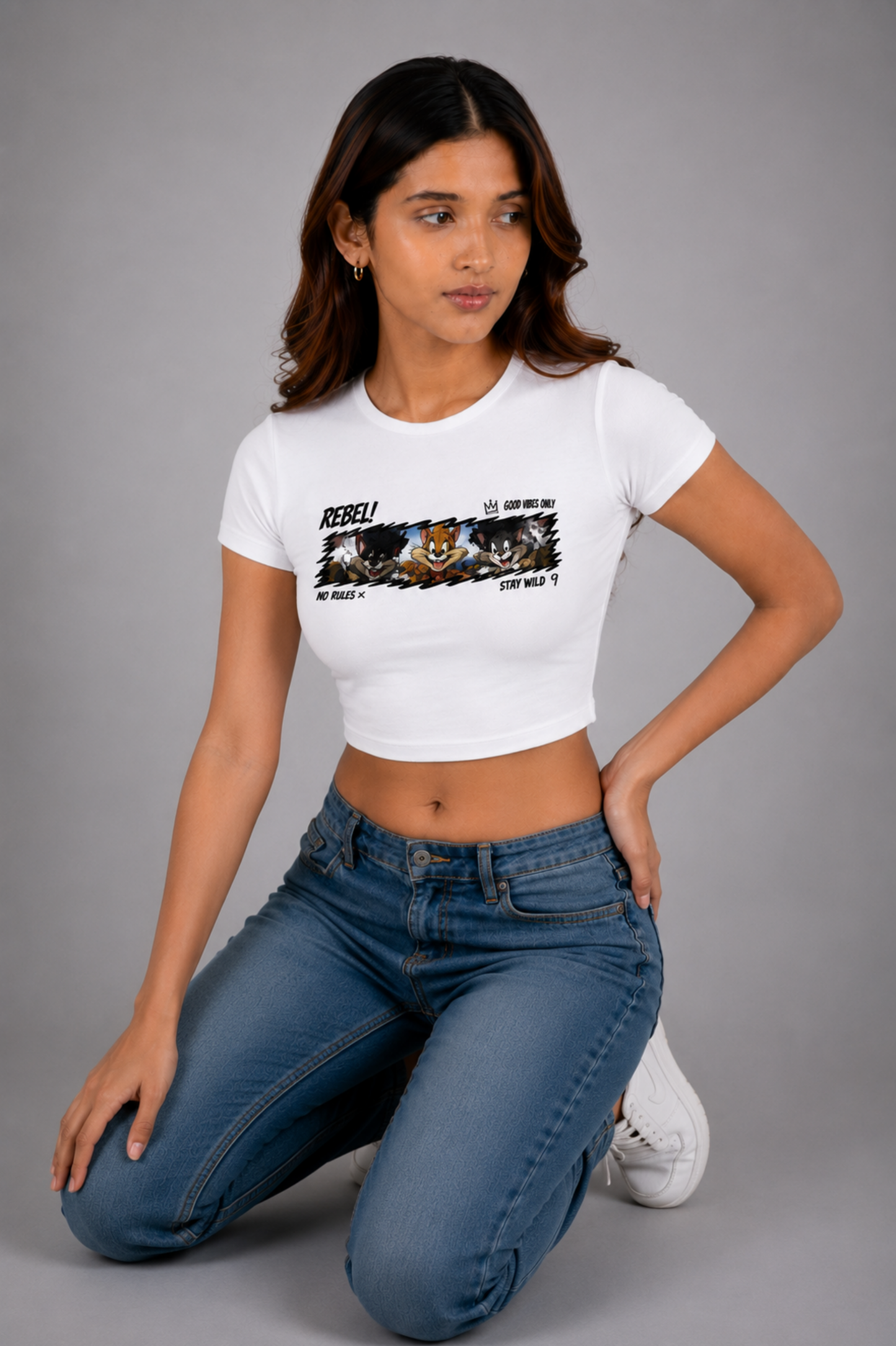 Women White Baby Tee | Rebel