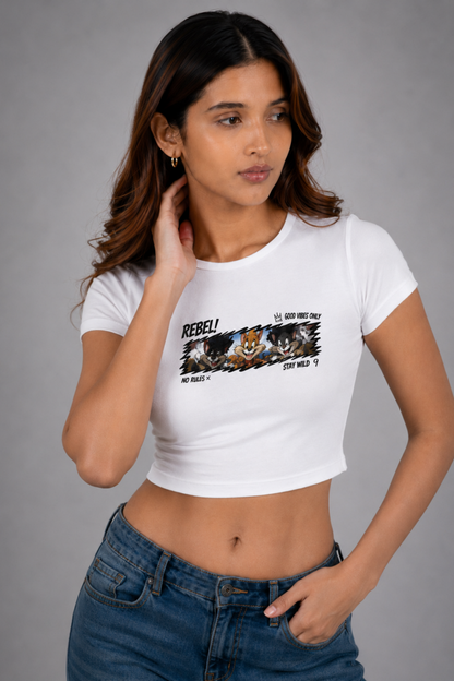 Women White Baby Tee | Rebel