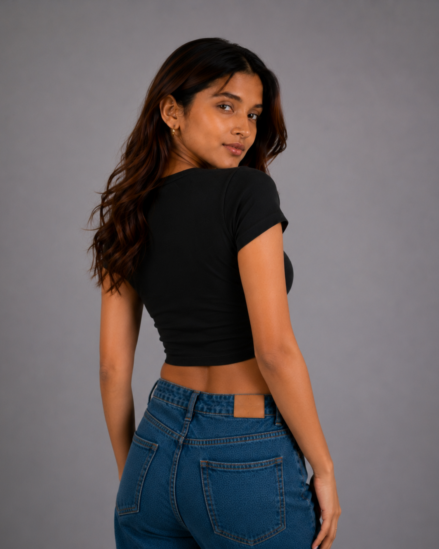 Women Black Baby Tee | Tokyo Japan