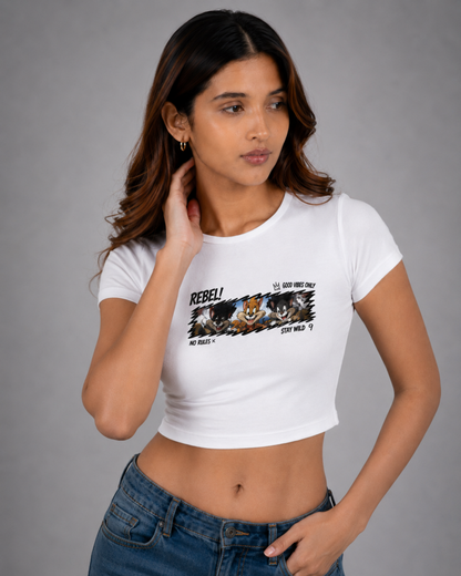 Women White Baby Tee | Rebel