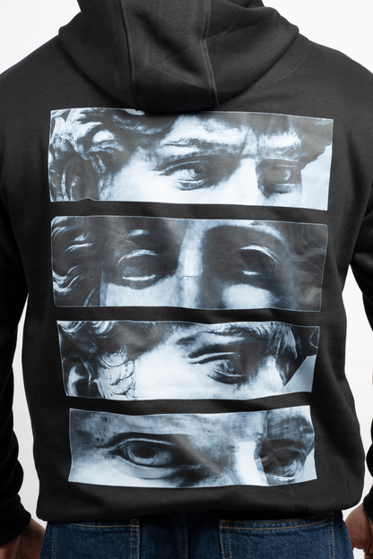 Men Solid Black Hoodie | Split Vision