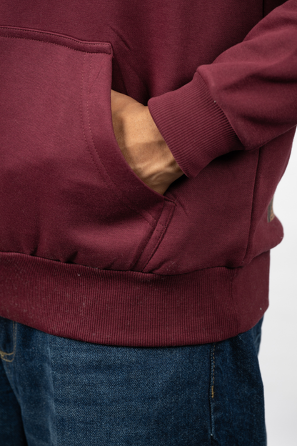 Men Solid Maroon Hoodie | Wild Haven