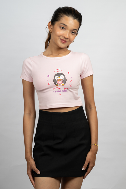 Women Pink Baby Tee | Love Brew