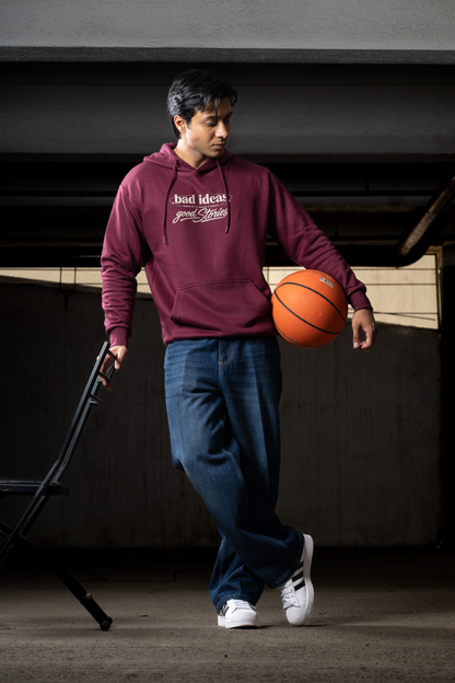 Men Solid Maroon Hoodie | Good Stories
