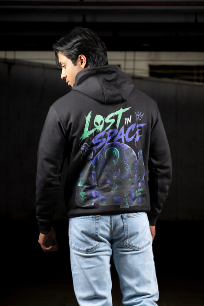 Men Solid Black Hoodie | Lost Signal