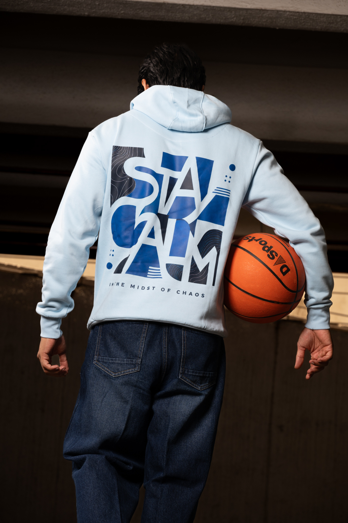 Men Solid Sky Blue Hoodie | Cold Current