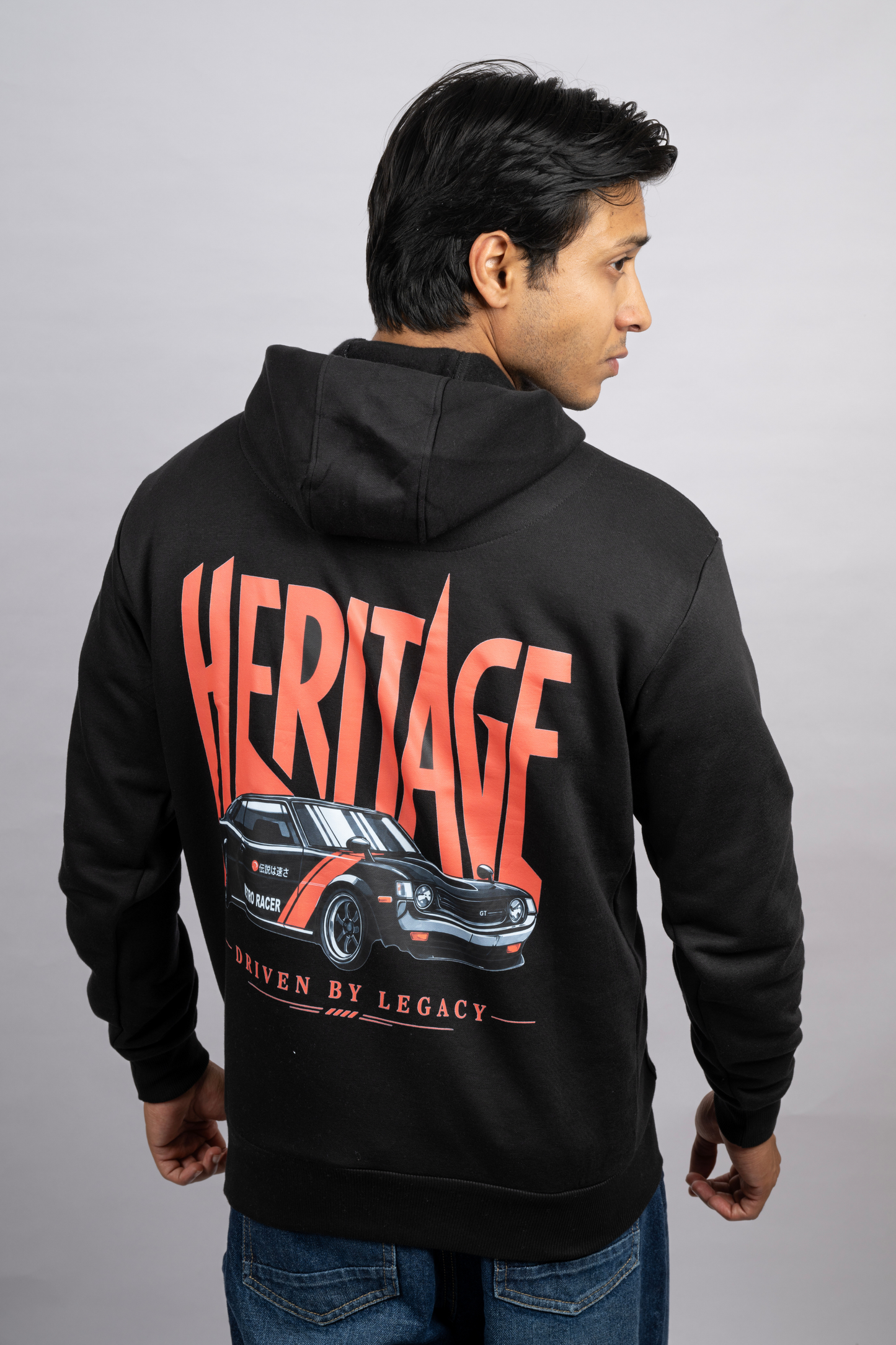 Men Solid Black Hoodie | Redline Heritage