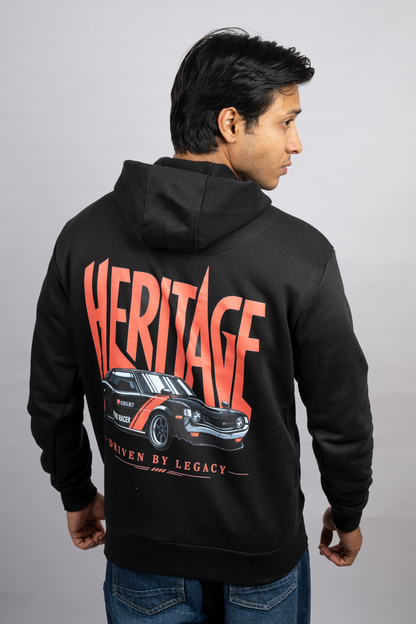 Men Solid Black Hoodie | Redline Heritage