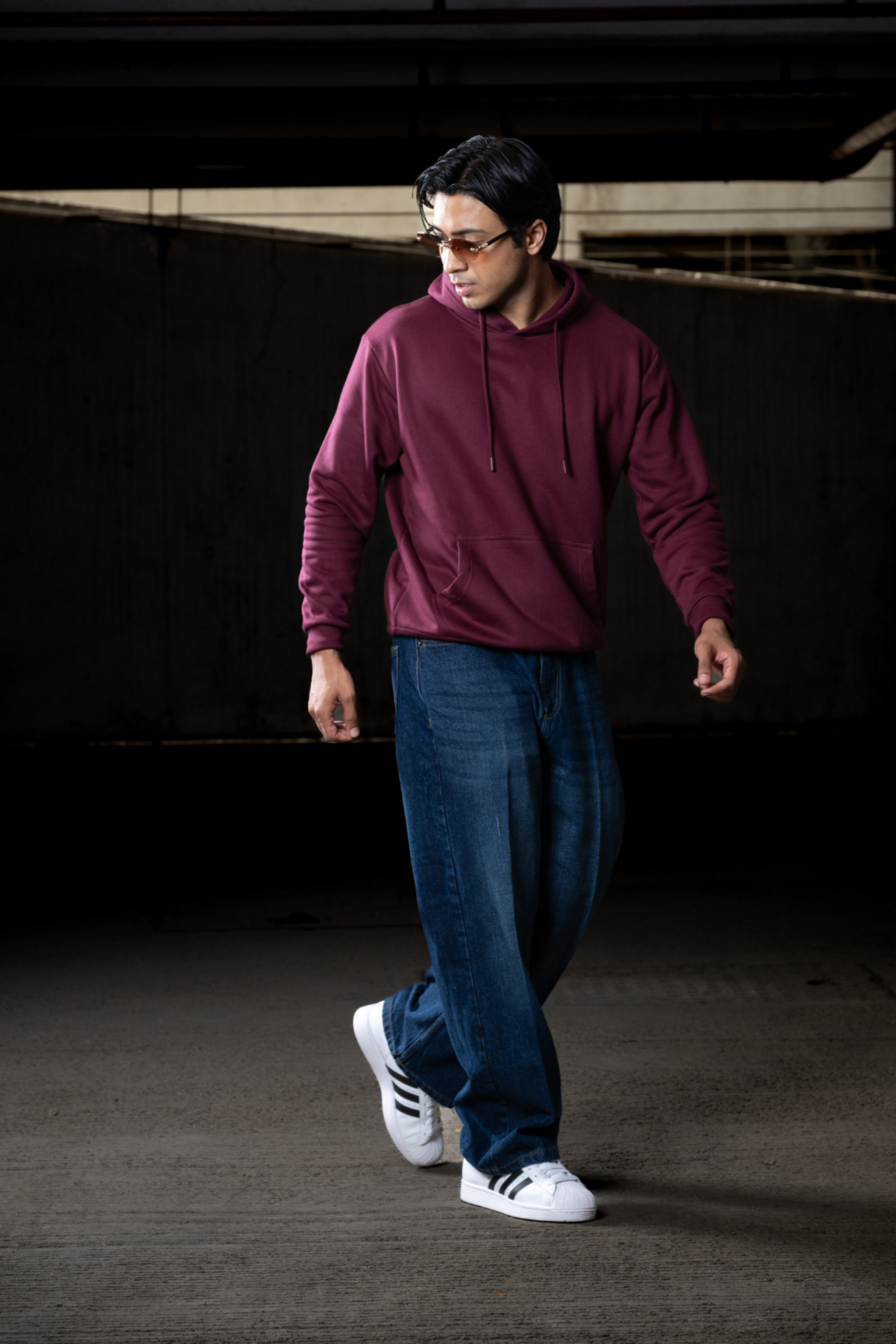 Men Solid Maroon Hoodie