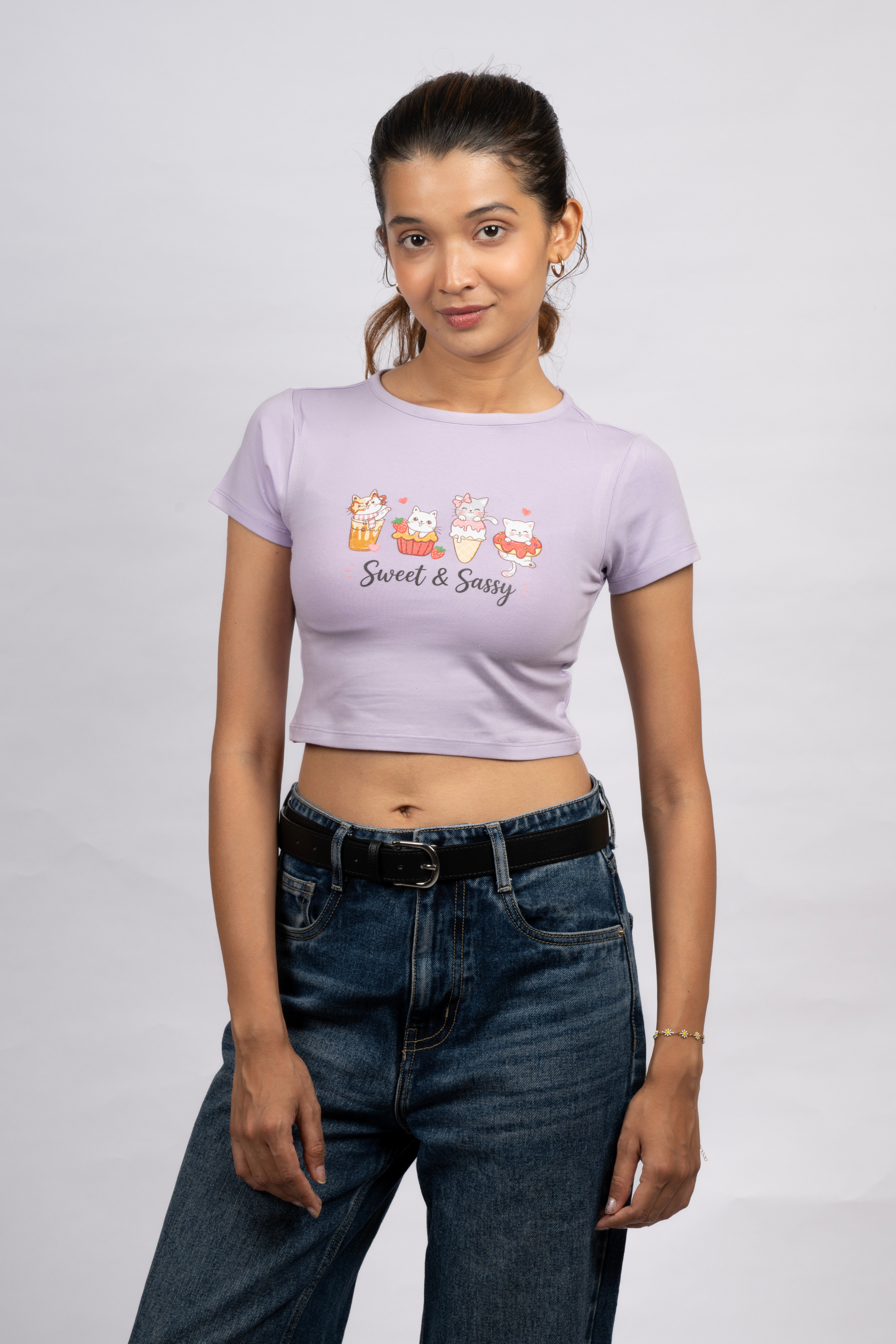 Women Lavender Baby Tee | Sassy Paws