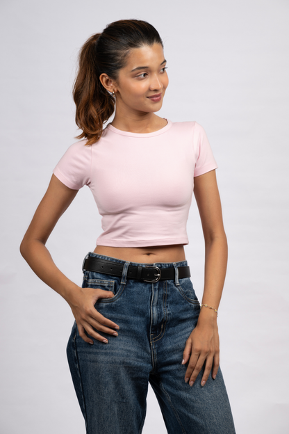 Women Pink Baby Tee