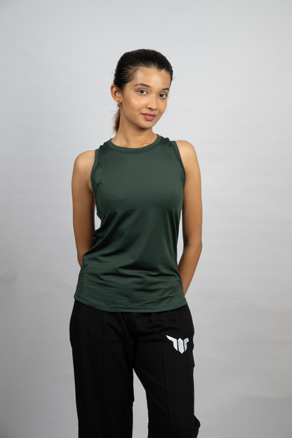 Women Bottle Green Tank Top