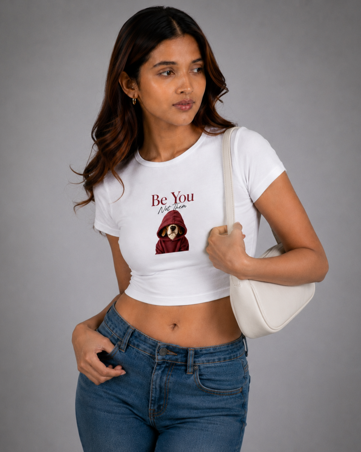 Women White Baby Tee | Be You Not Them