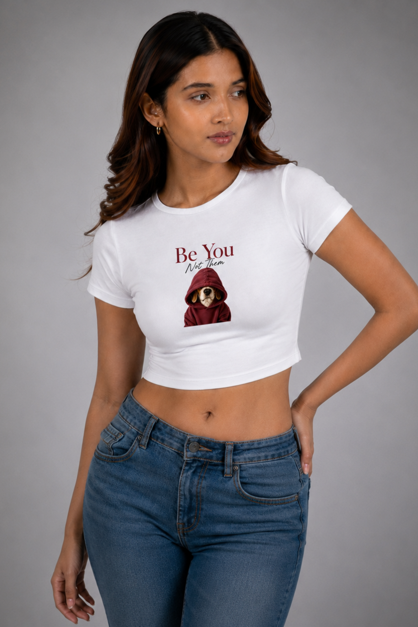 Women White Baby Tee | Be You Not Them