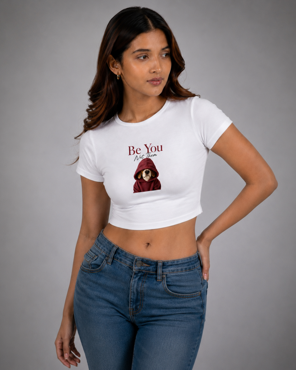 Women White Baby Tee | Be You Not Them